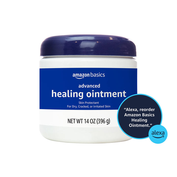 Amazon Basics Healing Ointment & Skin Protectant for Dry & Cracked Skin and Chapped Lips, Fragrance Free, 14 Oz (Pack of 1)