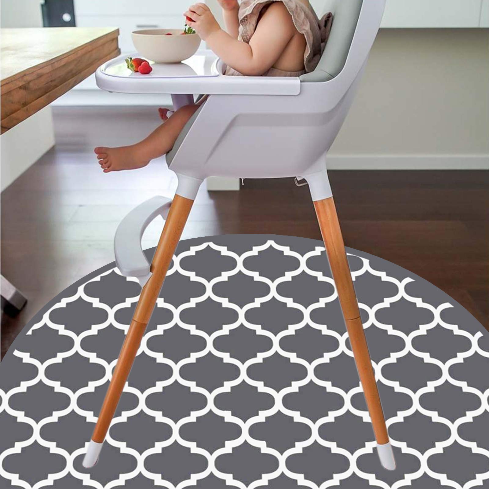 Round Splat Mat for Under High Chair/Arts/Crafts by CLCROBD, 53 Baby Anti-Slip Food Splash and Spill Mat for Eating Mess, Waterproof Floor Protector and Table Cloth (Round Lattice)
