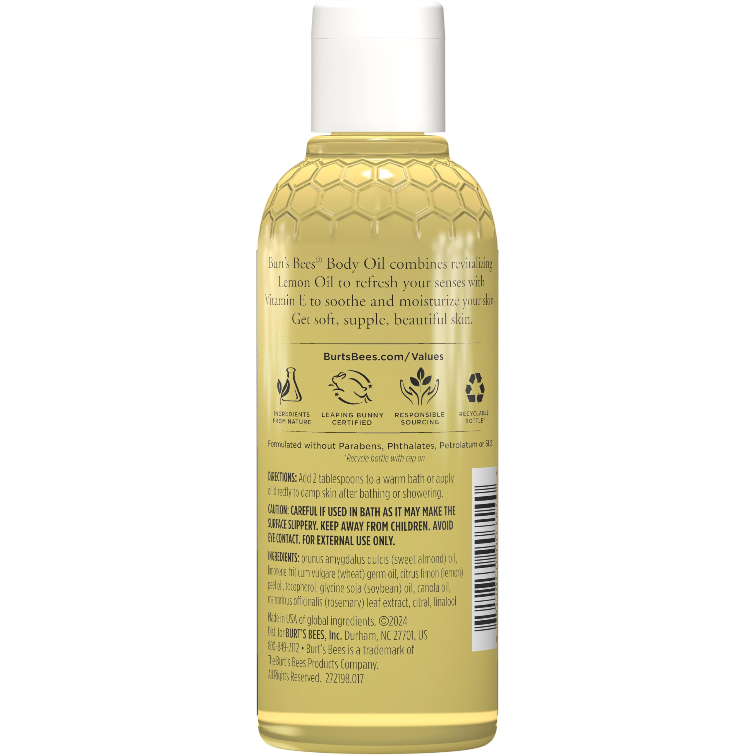 Burt's Bees Skin Care, Body Oil With Lemon and Vitamin E, 100% Natural, 5 Ounce (Packaging May Vary)