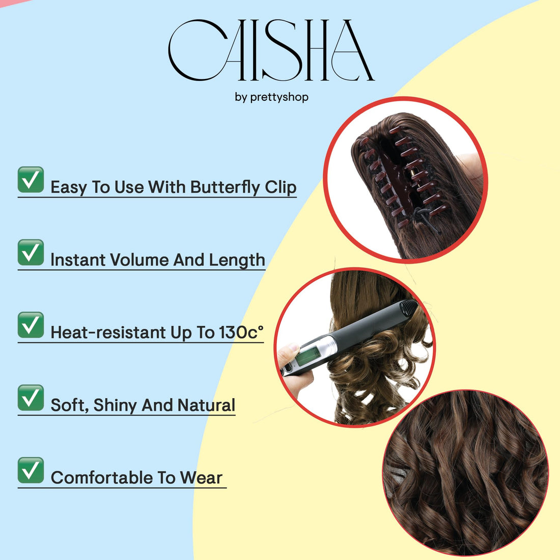Blond mix # 26T613C H136 : PRETTYSHOP 14 Hair Piece Ponytail Extension wavy Nature Looking Heat-Resisting Blond mix # 26T613C H136