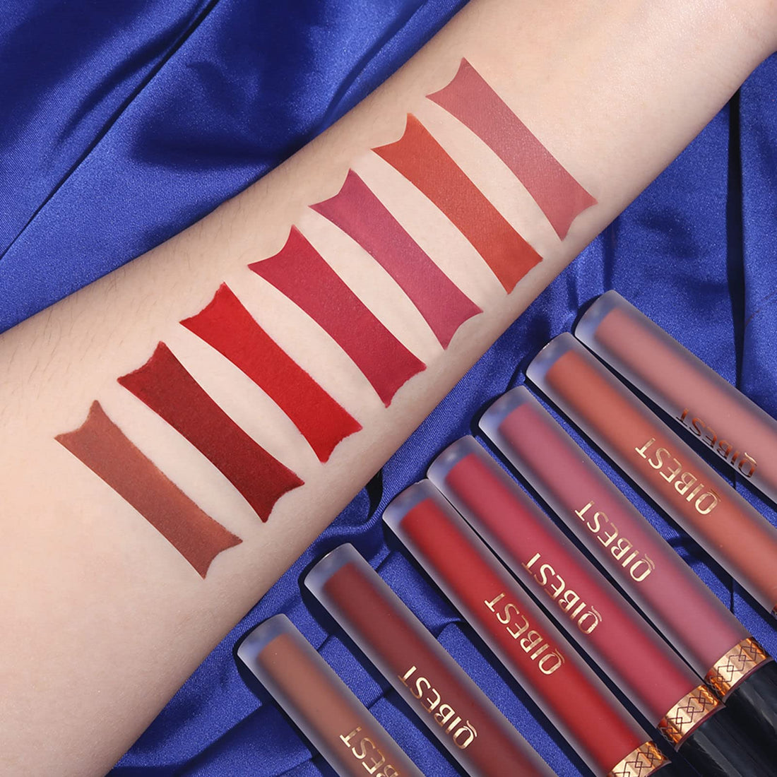 7Pcs Matte Liquid Lipstick + 1Pcs Lip Plumper Makeup Set Kit, Long Lasting Waterproof Velvet Lip Gloss Set, Pigmented Halloween Lip Makeup Gift Sets for Girls and Women