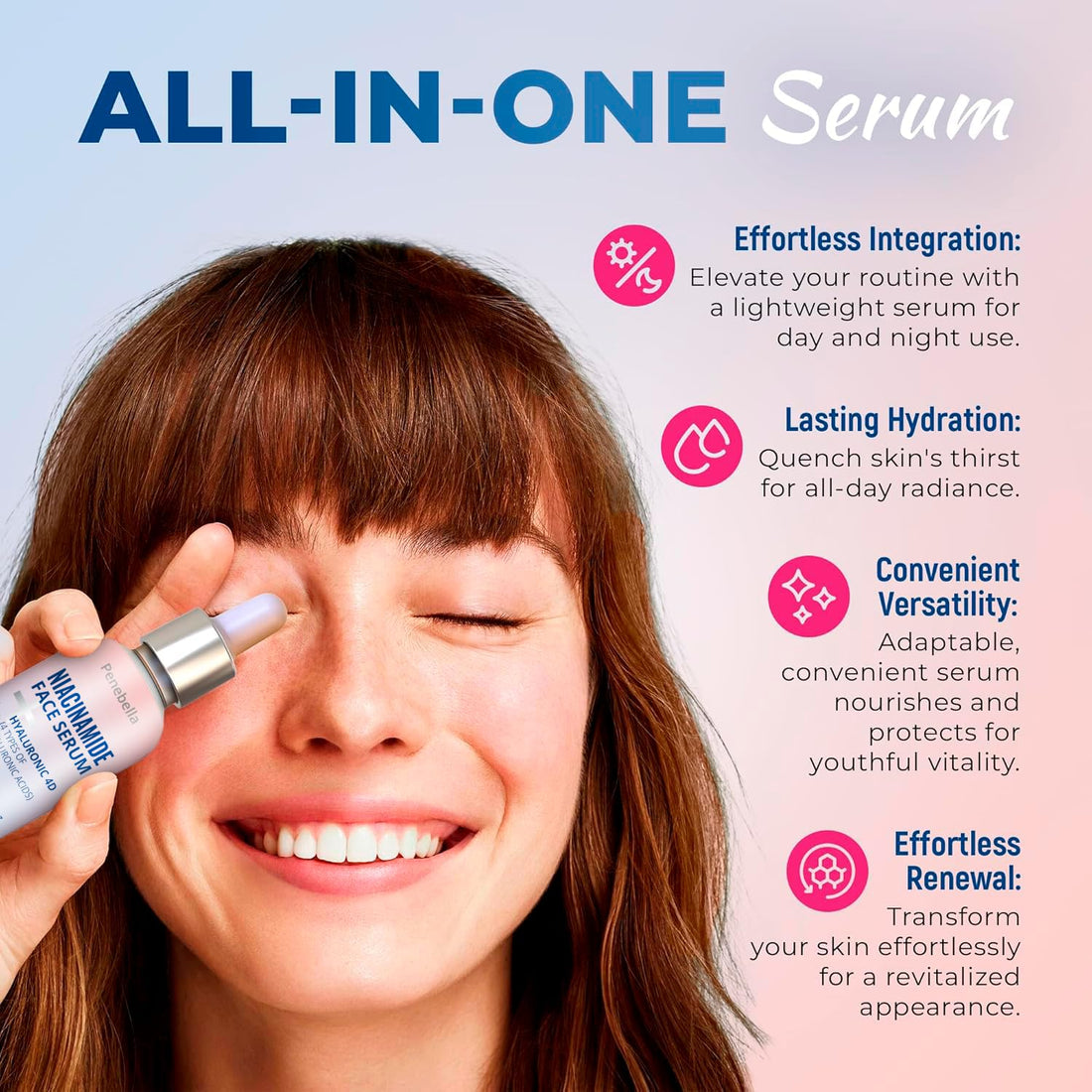 PENEBELLA Niacinamide Face Serum – Hydrating Facial Serum with Hyaluronic Acid – Skincare for Uneven Skin Tone
