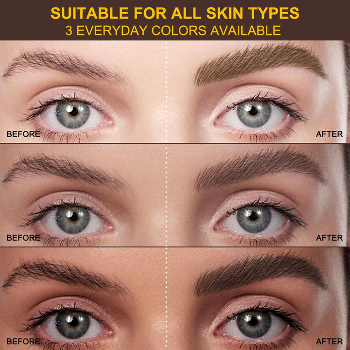 Microblading Eyebrow Pencil - Amazing 2-in-1 Dual-Ended Eyebrow Pen with 2-Fork-Tip and Precise Brush-Tip - Waterproof Eyebrow Pen for Natural Hair-Like Brows That Lasts All Day, Dark Brown