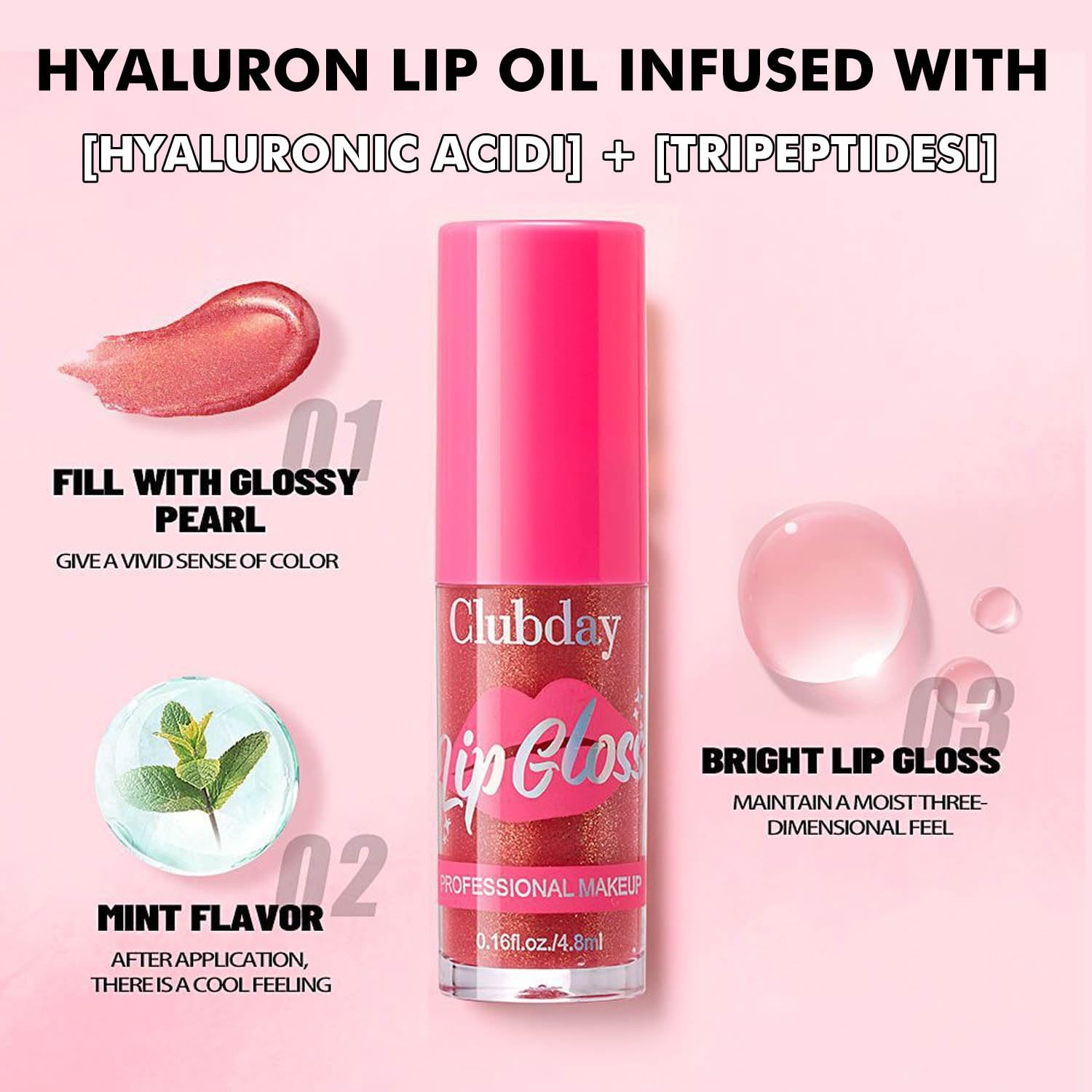 Mefyhtune Lip Plumping Gloss Matte Lip Gloss Moisturizing Tinted Lip Gloss Long Lasting Waterproof Hydrating Plumping Lip Oil For Women (08# Wild Rose)