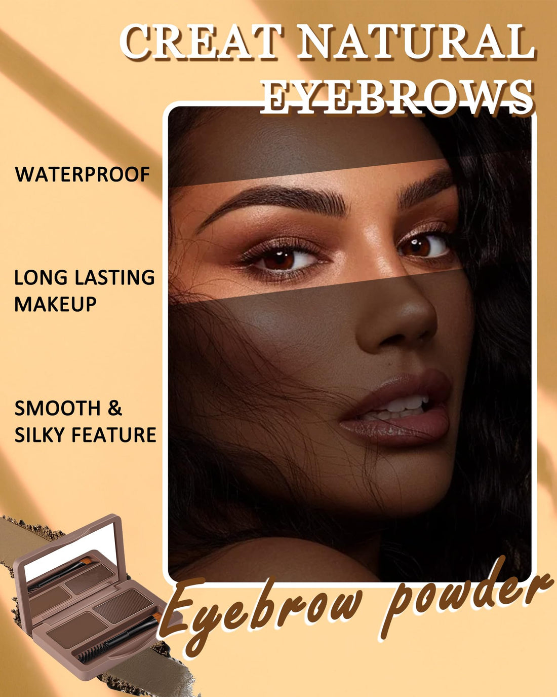 Eyebrow Powder Kit-2 Colors Soft Eye Brow Tinted Powder Palette, Waterproof & Long Lasting Dark/Light Brown Brow Filler, Professional Eyebrow Contour Makeup for Women with Mirror Brow Brush & Razor-1#