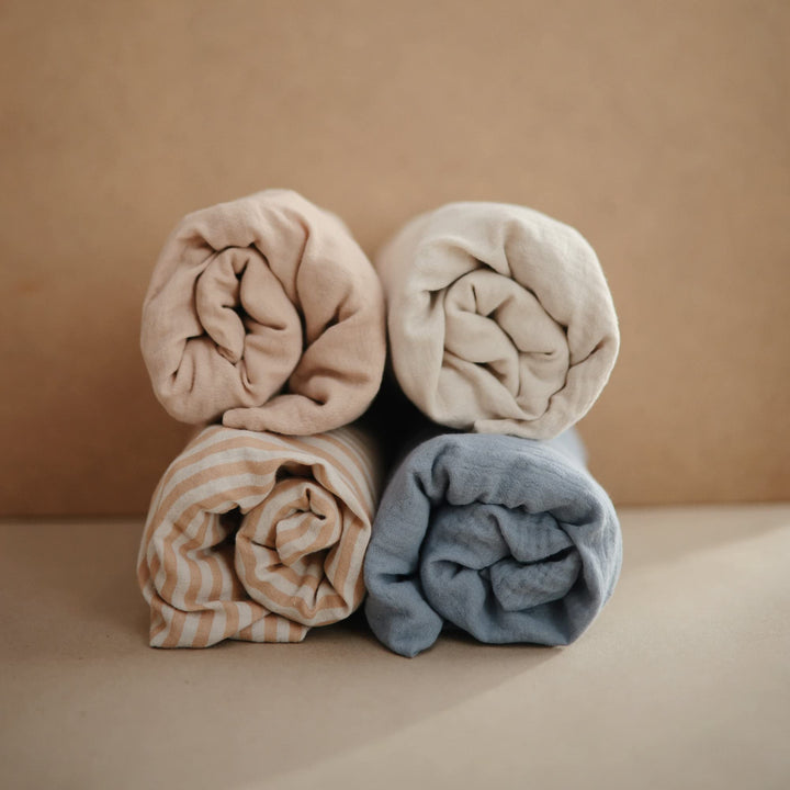 mushie Extra Soft Muslin Fitted Changing Pad Cover (Tradewinds)