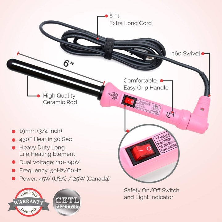 Le Angelique Le-19M 19Mm Curler, Pink