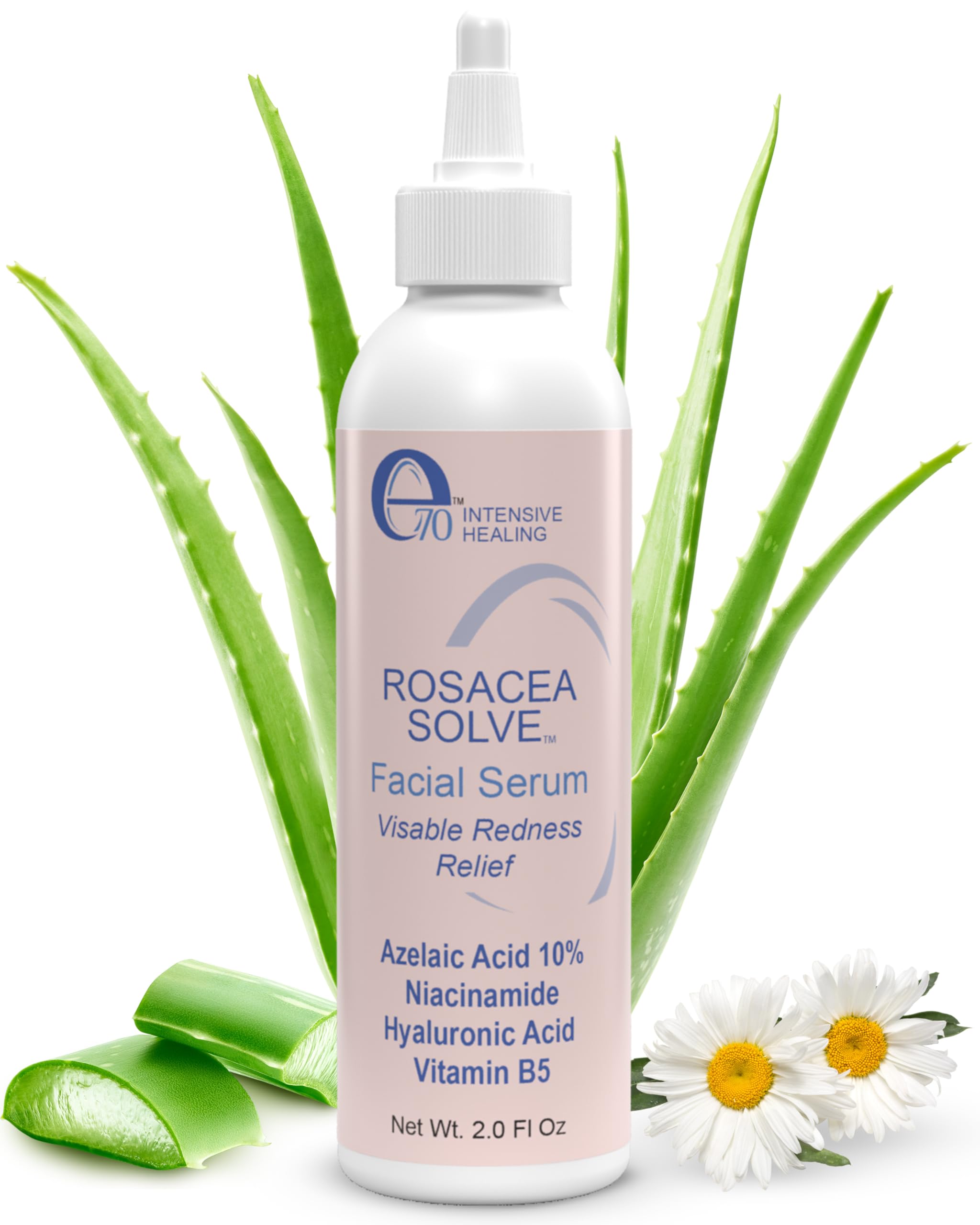 Rosacea Solve Face Serum - Hydrating Serum for Face with 10% Azelaic Acid - Skin Brightening, Pore Minimizer & Redness Corrector for Women & Men by e70, 2 fl. oz
