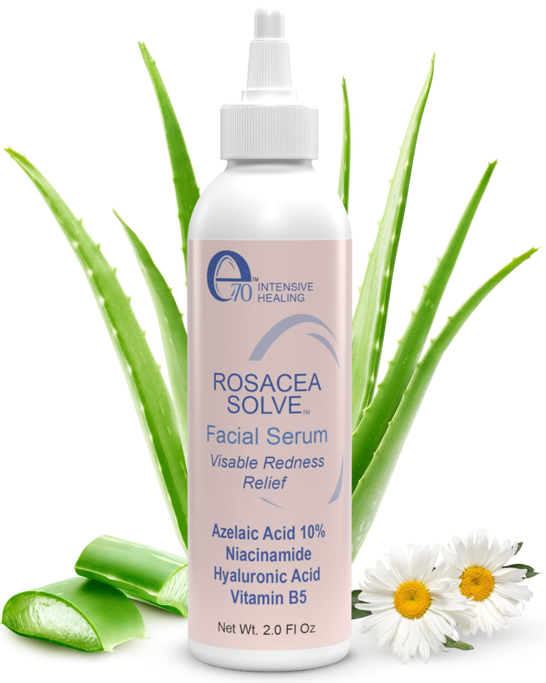 Rosacea Solve Face Serum - Hydrating Serum for Face with 10% Azelaic Acid - Skin Brightening, Pore Minimizer & Redness Corrector for Women & Men by e70, 2 fl. oz