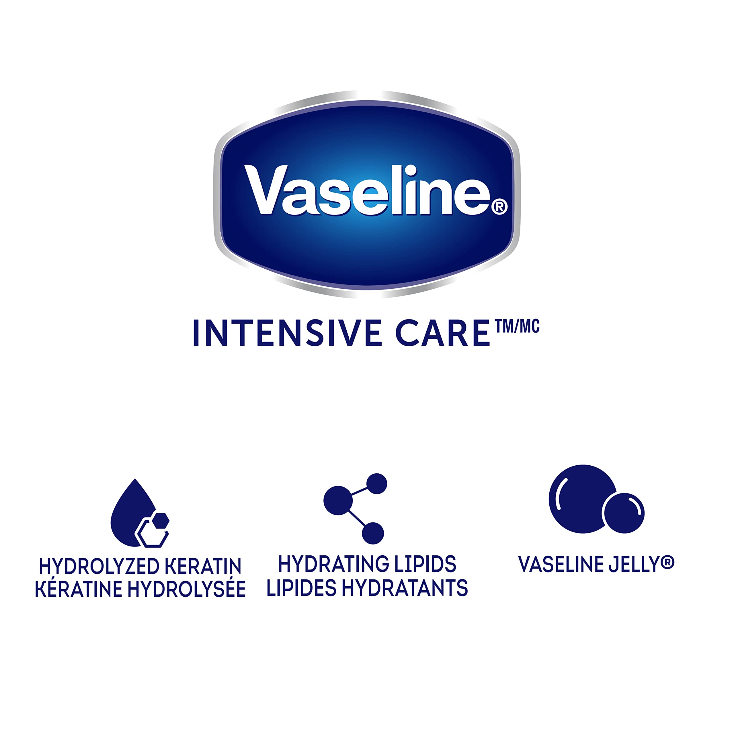 Vaseline Lotion, Healthy Hands Stronger Nails with Keratin 3-Pack – Intensive Care Hand Lotion with Petroleum Jelly, 3.4 Oz Ea