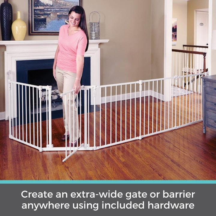 Toddleroo by North States 3 in 1 Metal Superyard 6 Panel Play Yard, Baby Gate, Playpen or Extra Wide Baby Fence, 151 Wide. Wall Mount Kit Included. 10 sq ft play yard (30 tall, Taupe)