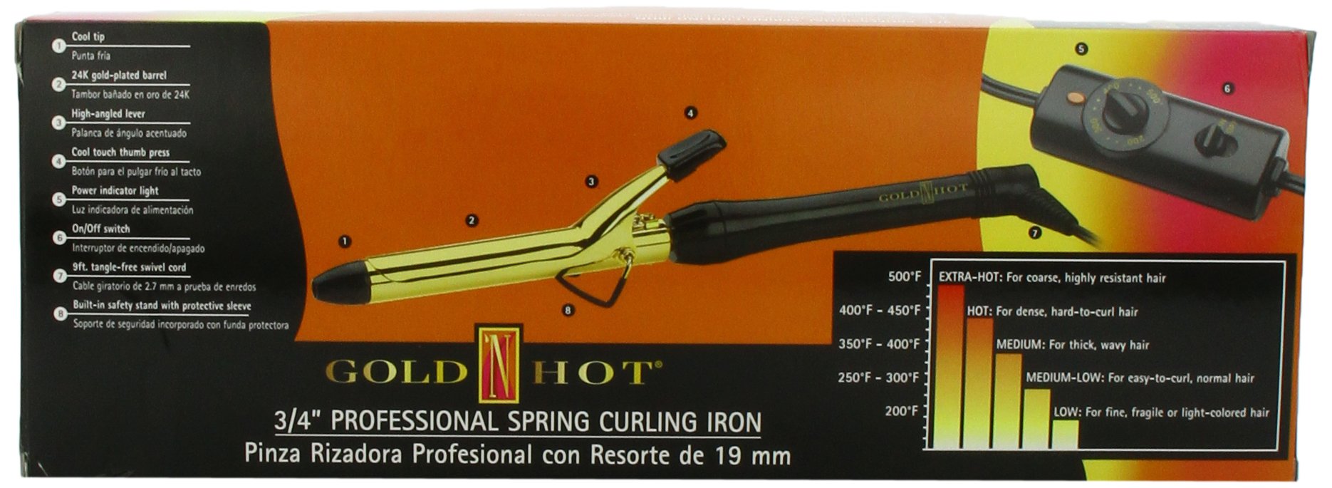 Gold 'N Hot Professional Spring-Grip Curling Iron, 3/4 Inch by Gold N Hot