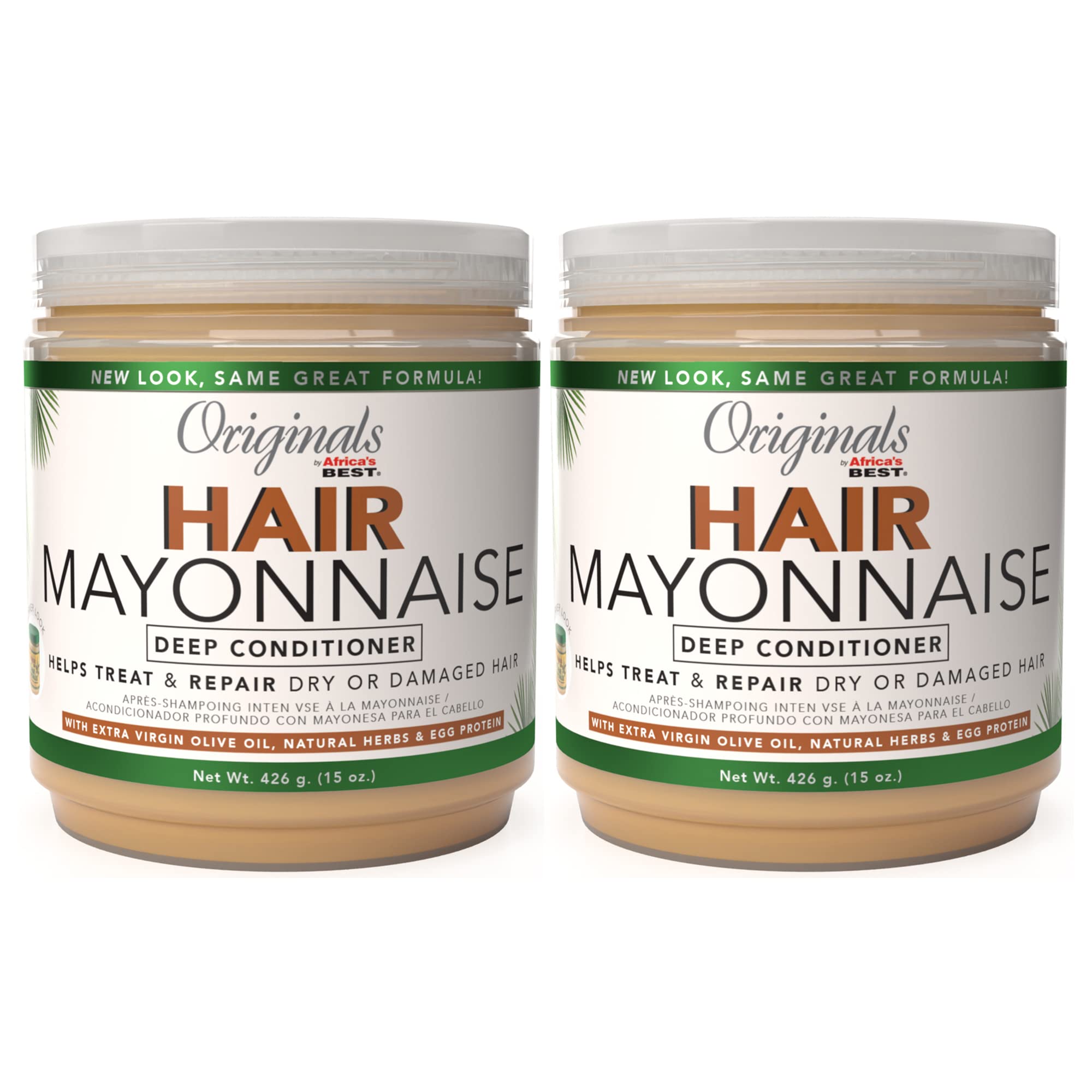 Africas Best Orig Hair Mayonnaise 15 Ounce Jar (443ml) (2 Pack)