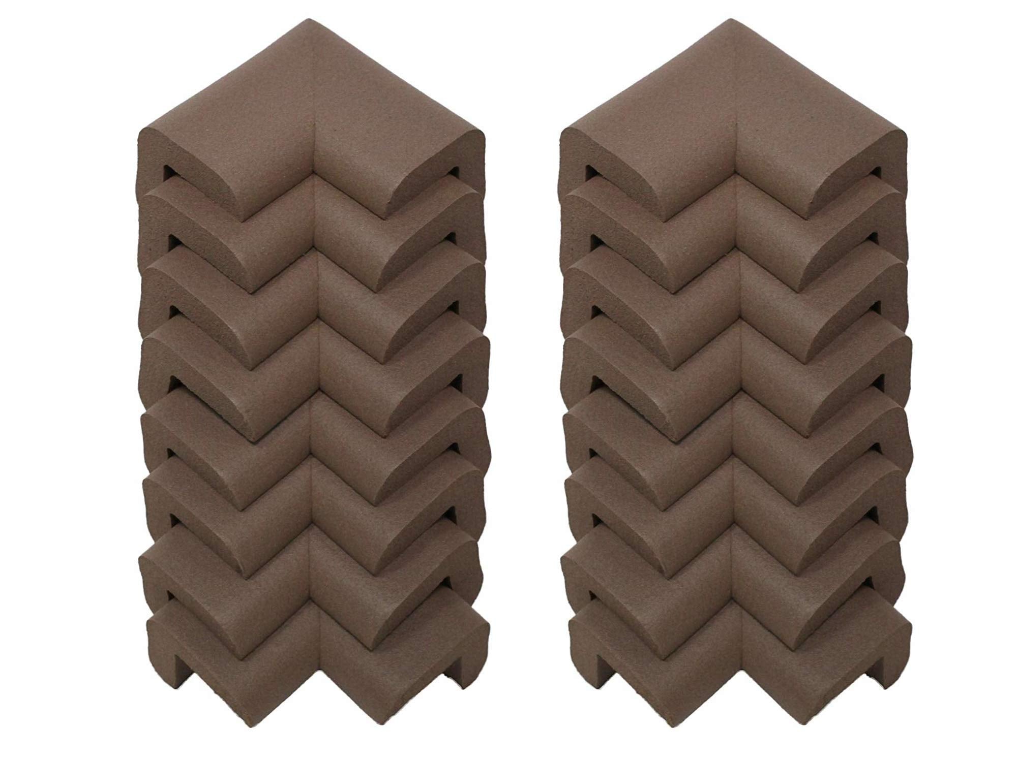 KidKusion Corner Cushion | Made in USA | Brown | 16 Pack | Furniture and Corner Protection