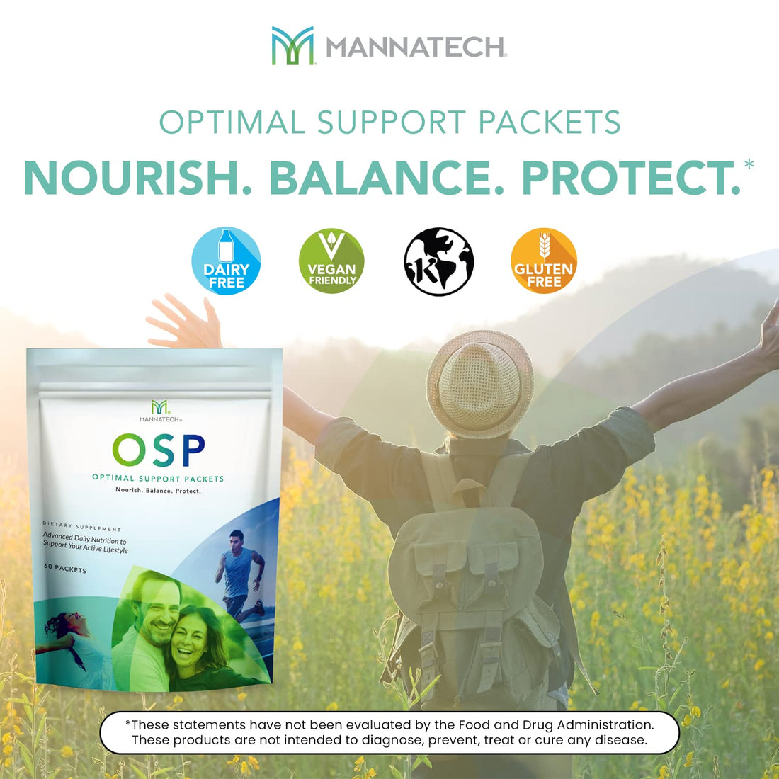 Mannatech More Than Just a Multivitamin, Optimal Support Packets Amazing Self-Care Benefits of OSP Daily Vitamins, w/Ashwagandha Capsules, Immune Support and Antioxidant Supplement - 60 Packets