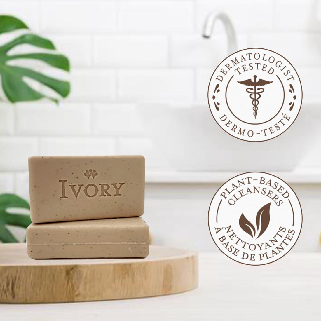 Ivory Exfoliating Bath Bar Soap, Designed for Whole Family with Plant-Based Cleansers, Made Without Heavy Perfumes, Parabens or Phthalates, Warm Vanilla + Oat Milk Scent, 3.17 oz (8 Count)