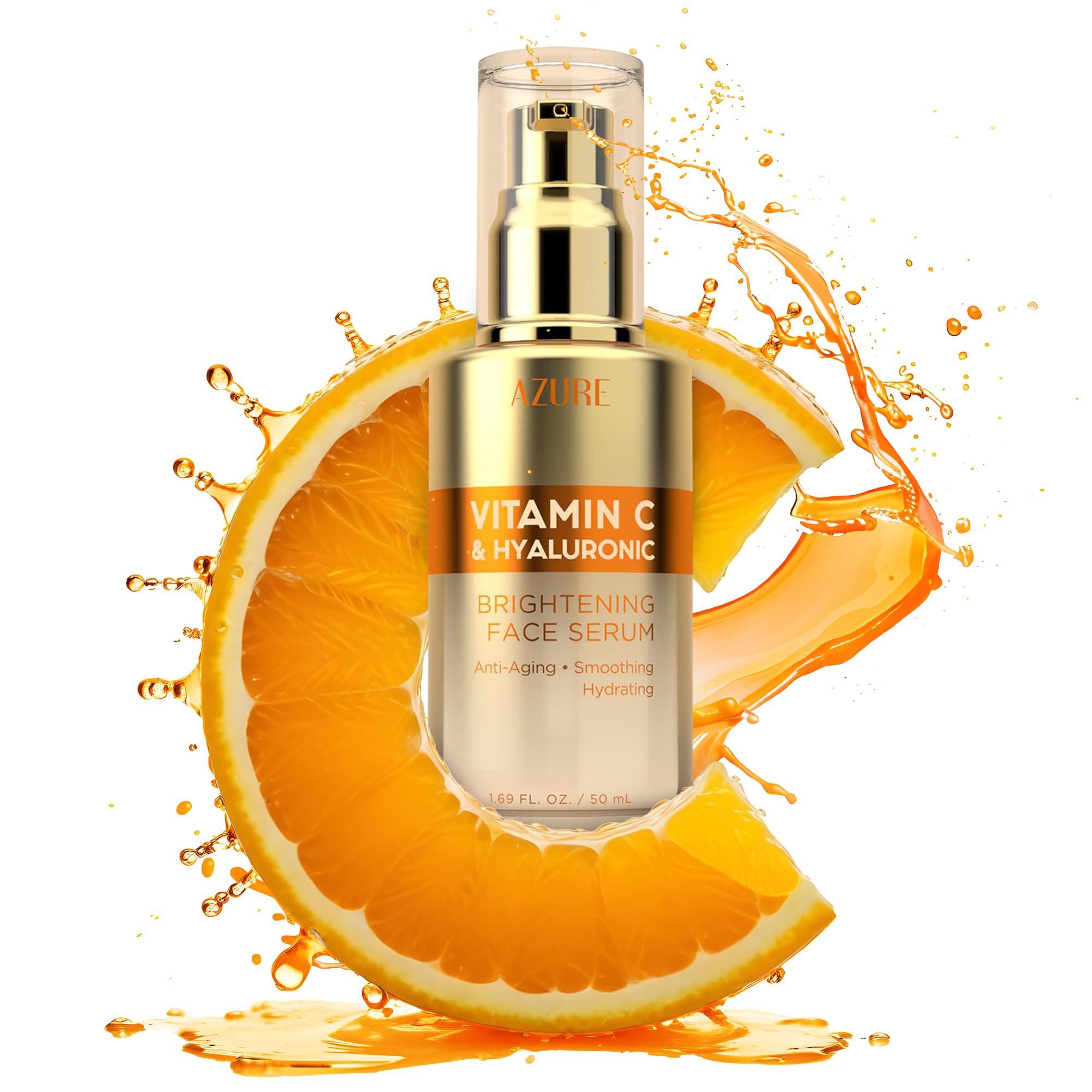 Azure Cosmetics Dermatologist Tested Vitamin C Face Serum - K Beauty Anti-Aging Serum with Hyaluronic Acid for Dark Spots - Korean Skincare, Retinol Enhanced Formula for Wrinkle Care - 1.69 fl oz