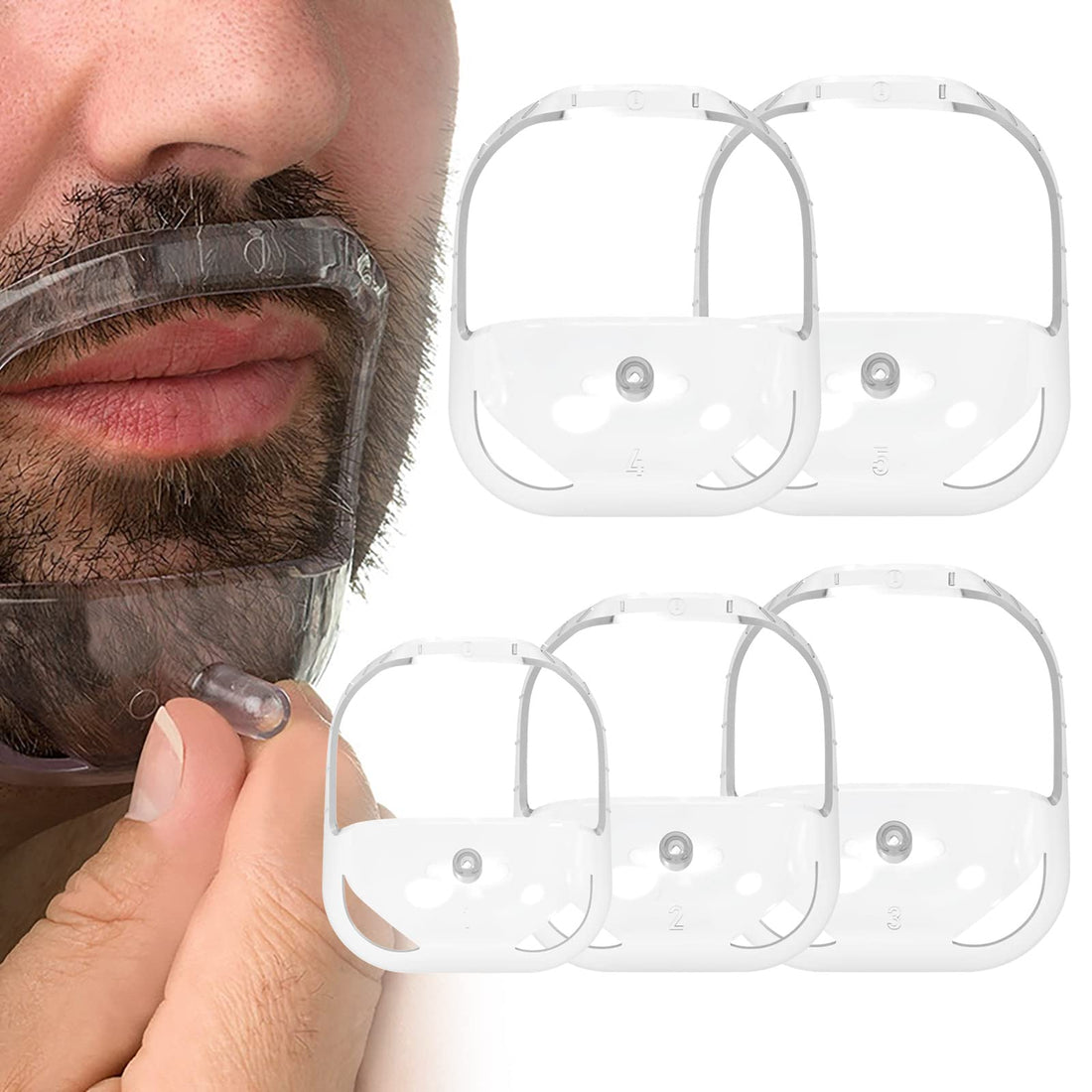 Linkidea Beard Shaping & Styling Tool with Comb, Beard Guide Shaper Goatee Trimmer Template for Men, Clear Mustache Sideburns Outliner Stencil Lineup for Jaw Cheek Neck Line Symmetric Curve
