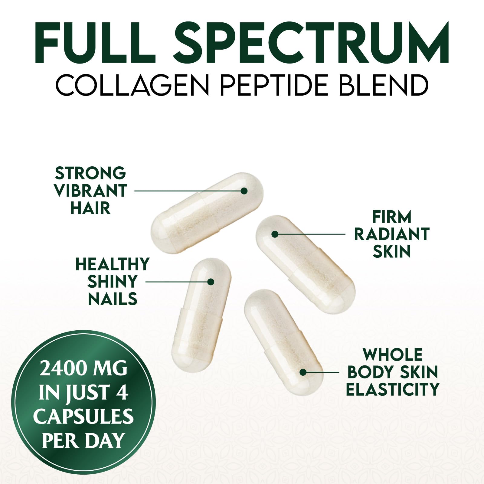 Collagen Peptides for Women & Men - Type I, II, III, V, X Multi Collagen, Hydrolyzed Collagen Supplement Supports Hair, Nail, Skin, Bone and Joint Health with Vital Nutrients & Proteins - 120 Capsules