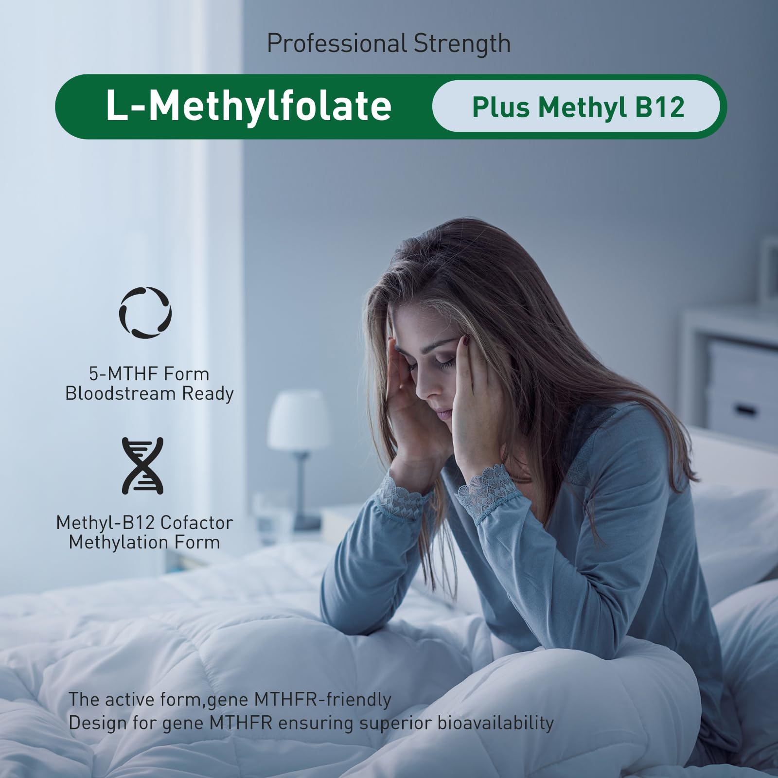 Active folate (5-MTHF) with Vitamins B Complex, B12, B2, and B6 - Supports methylation and Healthy Level of homocysteine - Gluten-Free, Dairy-Free, Soy-Free - 60 Capsules 5mg L-Methylfolate