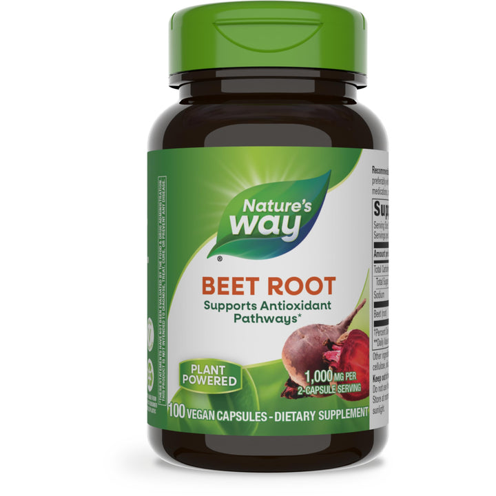 Nature's Way Beet Root Capsules, Supports Antioxidant Pathways*, Helps Neutralize Free Radicals*, 1000 mg per 2-Capsule Serving, Vegan, 100 Count (Packaging May Vary)