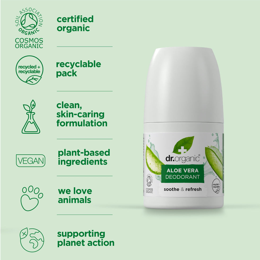 Dr Organic Aloe Vera Deodorant Roll On 50ml