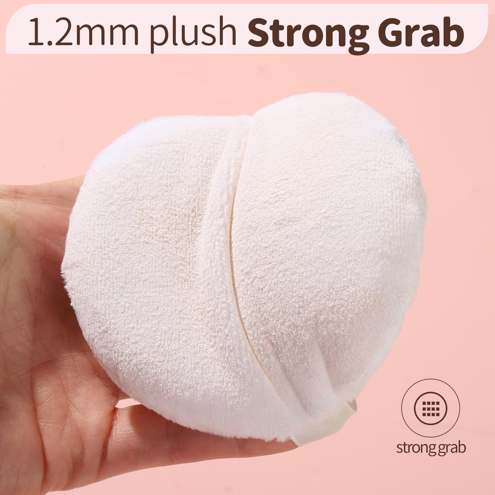 Teenitor 2pcs Powder Puff 3.54inch Medium Body Powder Puff, Powder Puff for Body Powder, Powder Puffs, Soft Velour Powder Puffs, Body Powder Puff and Container White
