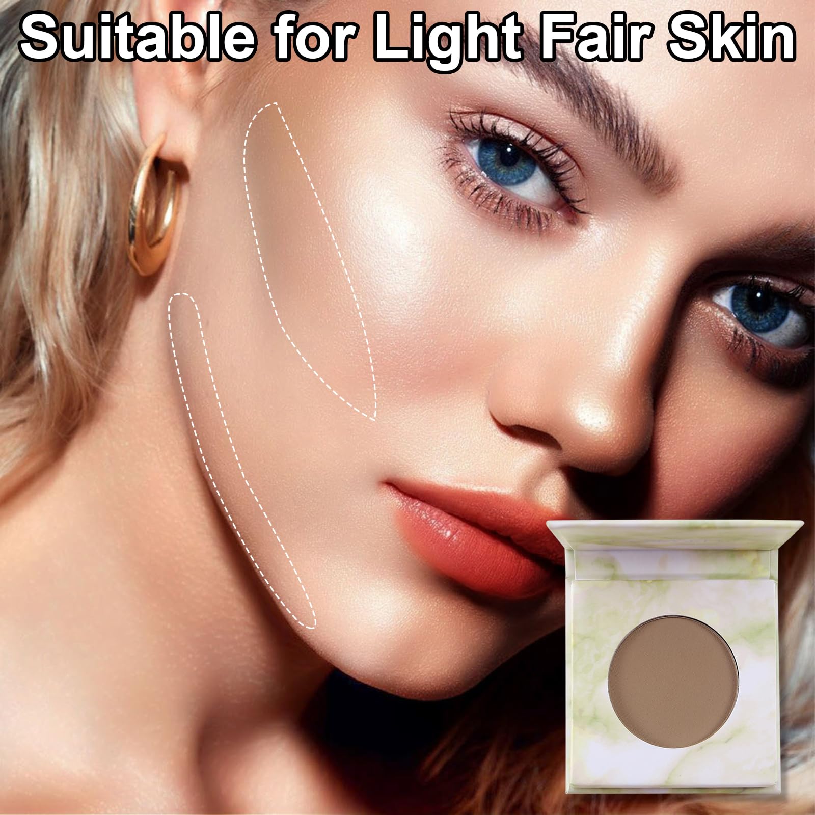 Jutqut Matte Contour Palette - Face Sculpting Grey Contour Powder for Light Fair Skin, Cool Toned Face Bronzer Makeup Contouring, Buildable Matte Bronzer - 02#Dark Brown