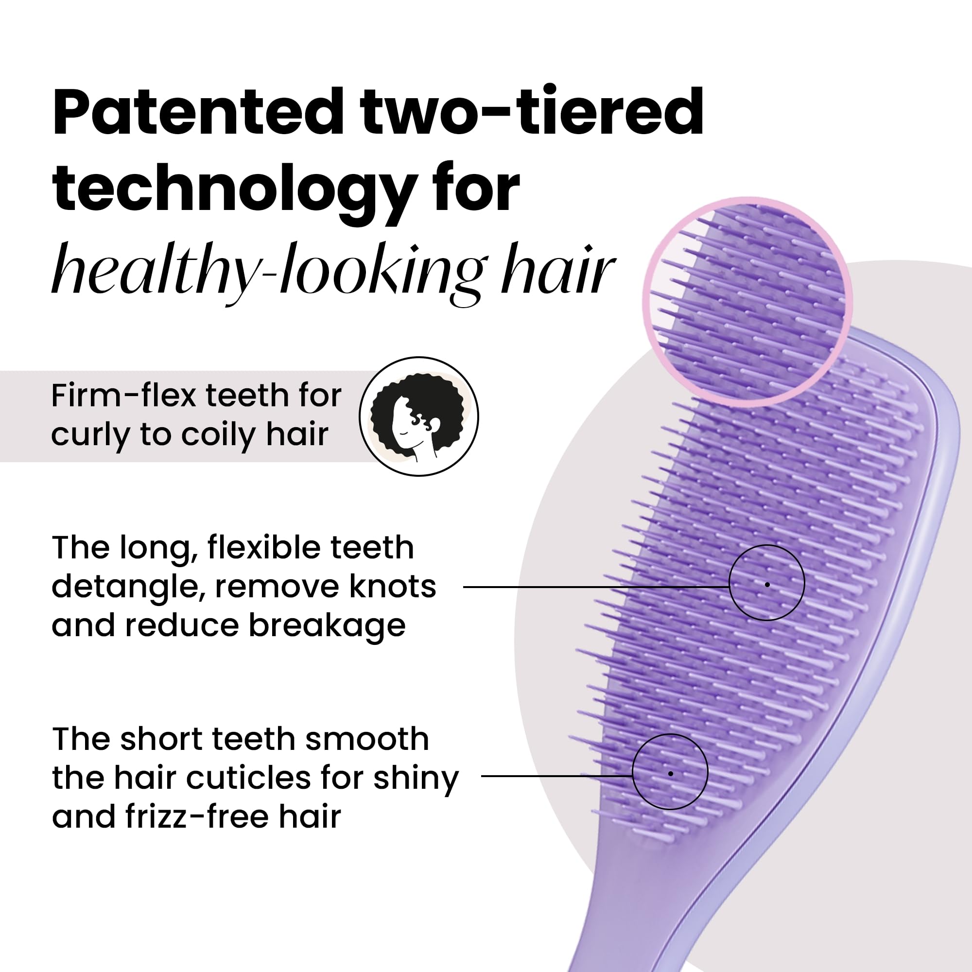 Tangle Teezer Naturally Curly Detangling Hairbrush for 3C To 4C Hair, Purple Passion