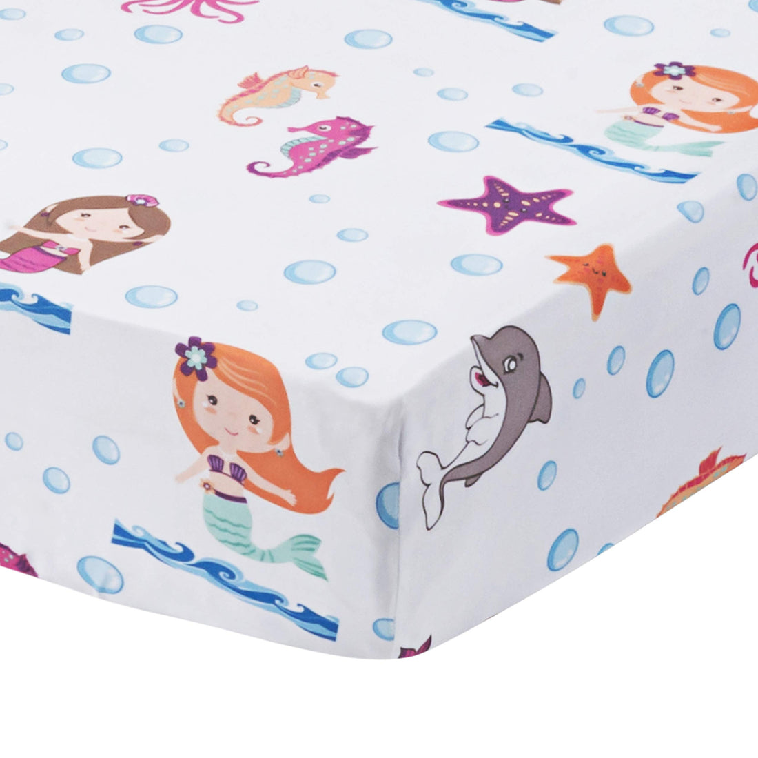 Everyday Kids 2 Pack Fitted Girls Crib Sheet, 100% Soft Breathable Microfiber Baby Sheet, Fits Standard Size Crib Mattress 28in x 52in, Nursery Sheet - Mermaid/Aqua