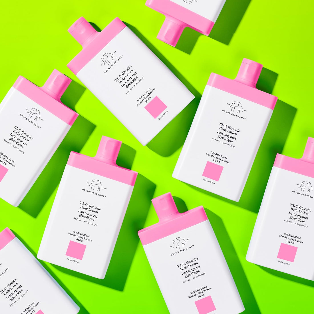 Drunk Elephant T.L.C. Glycolic Body Lotion - 240 ml/8 fl oz - Lightweight 10% Exfoliating AHA Lotion - Clean Clinical Skincare - Cruelty-Free - Free of Essential Oils, Silicones, and Fragrance