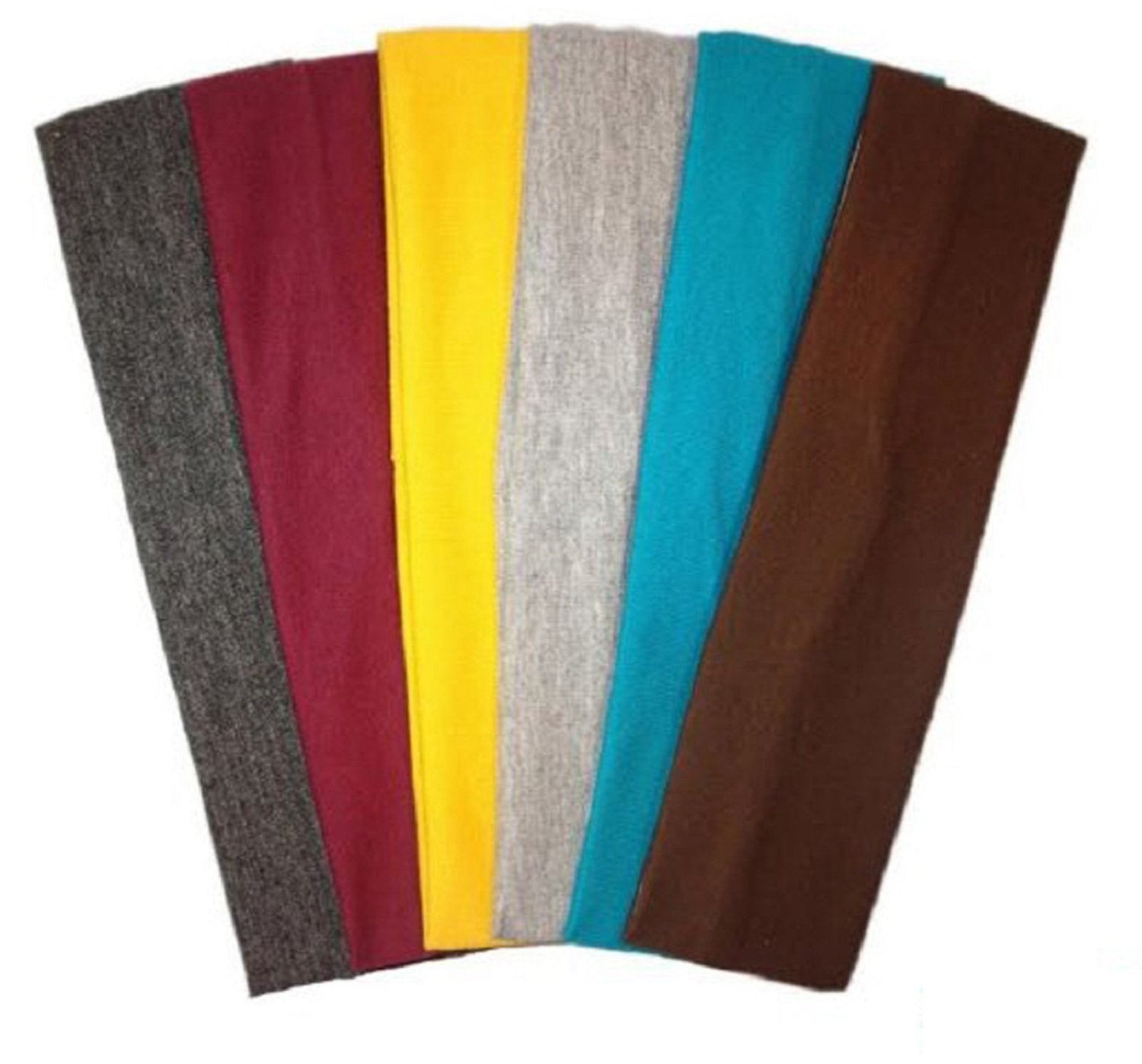 Cotton Headbands 6 Pack Stretch Elastic Yoga Soft and Stretchy Sports Fashion Headband for Teens Women Girls by Kenz Laurenz (6 pc 2 Cotton Headbands-Warm)