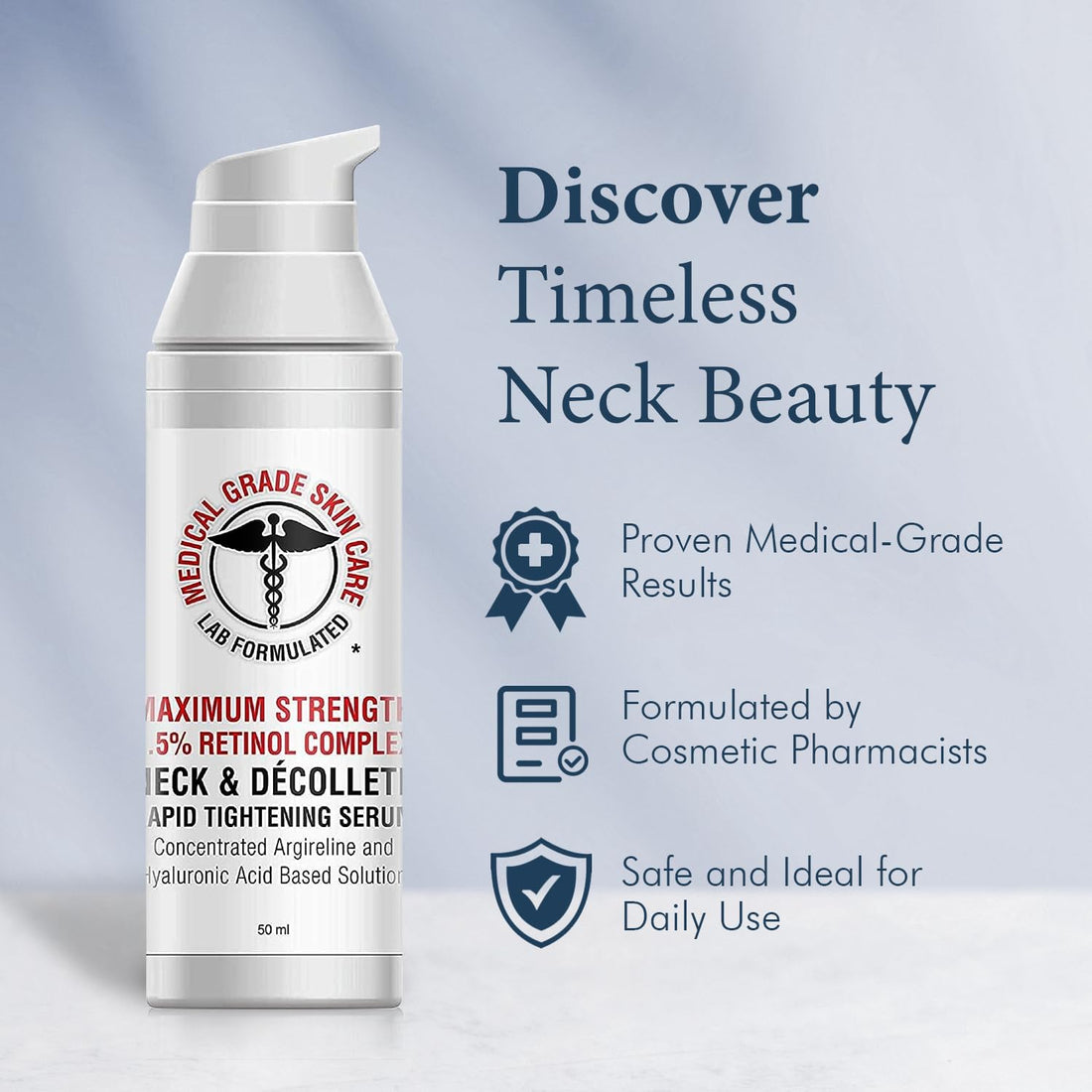 Neck & DÃƒ©colletÃƒ© Tightening Serum | Best Anti-Aging Firming Neck Cream Made With Maximum Strength 2.5% Retinol Complex | Concentrated With Argireline and Hyaluronic Acid