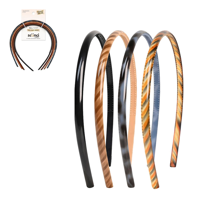 Scunci Effortless Beauty Skinny Plastic Headbands, 4 Count by Scunci