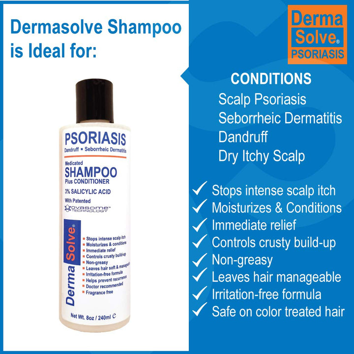 Psoriasis Shampoo and Leave-In Styling Spray Conditioner (Combo Pack) | Detangler for Sensitive Skin, Soothing Anti Dandruff, De-Flake, Dry Scalp Treatment for Seborrheic Dermatitis & Damaged Hair
