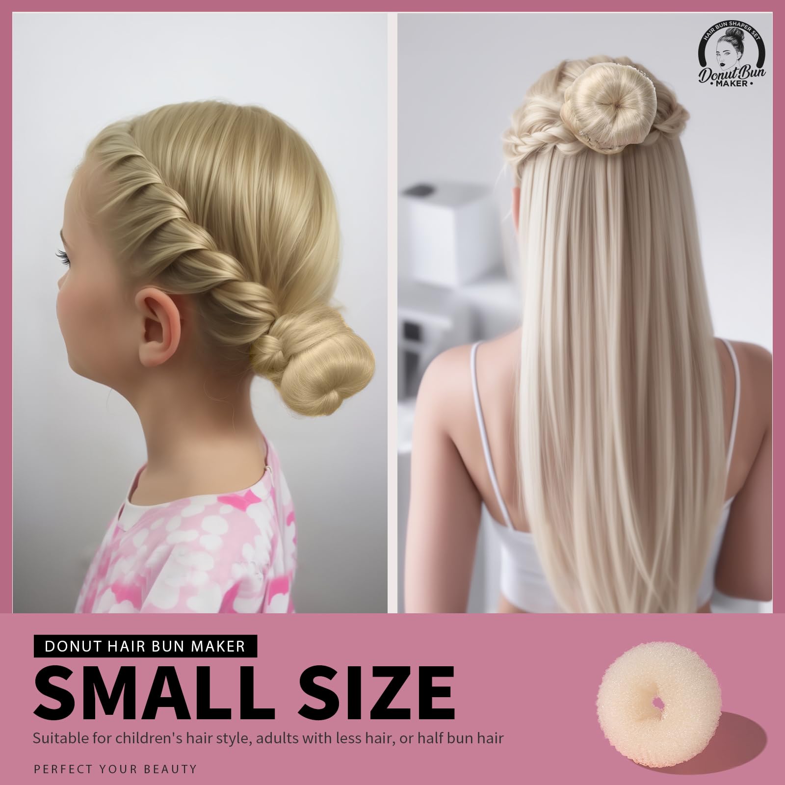 Teenitor Hair Bun Shaper SetÅ’Teenitor 4 Hair Pcs Donut Bun Maker(Extra-large, Large, Medium, Small) with Large Bobby Pins Blonde 20pcs, Doughnuts Ring Styler Maker