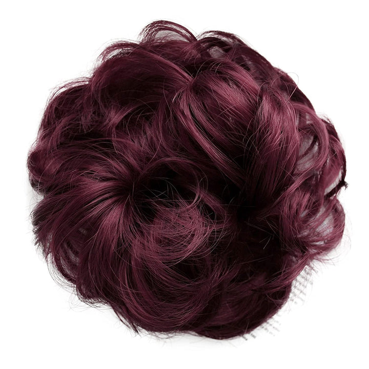 red 118 : PRETTYSHOP Scrunchie Scrunchy Bun Up Do Hair piece Hair Ribbon Ponytail Extensions Wavy Curly or Messy red 118