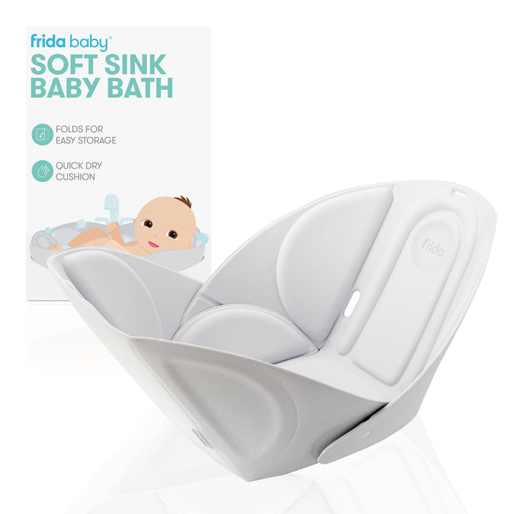 Frida Baby Soft Sink Bath, Sink Bather, Easy to Clean Bather That Supports Baby's Head