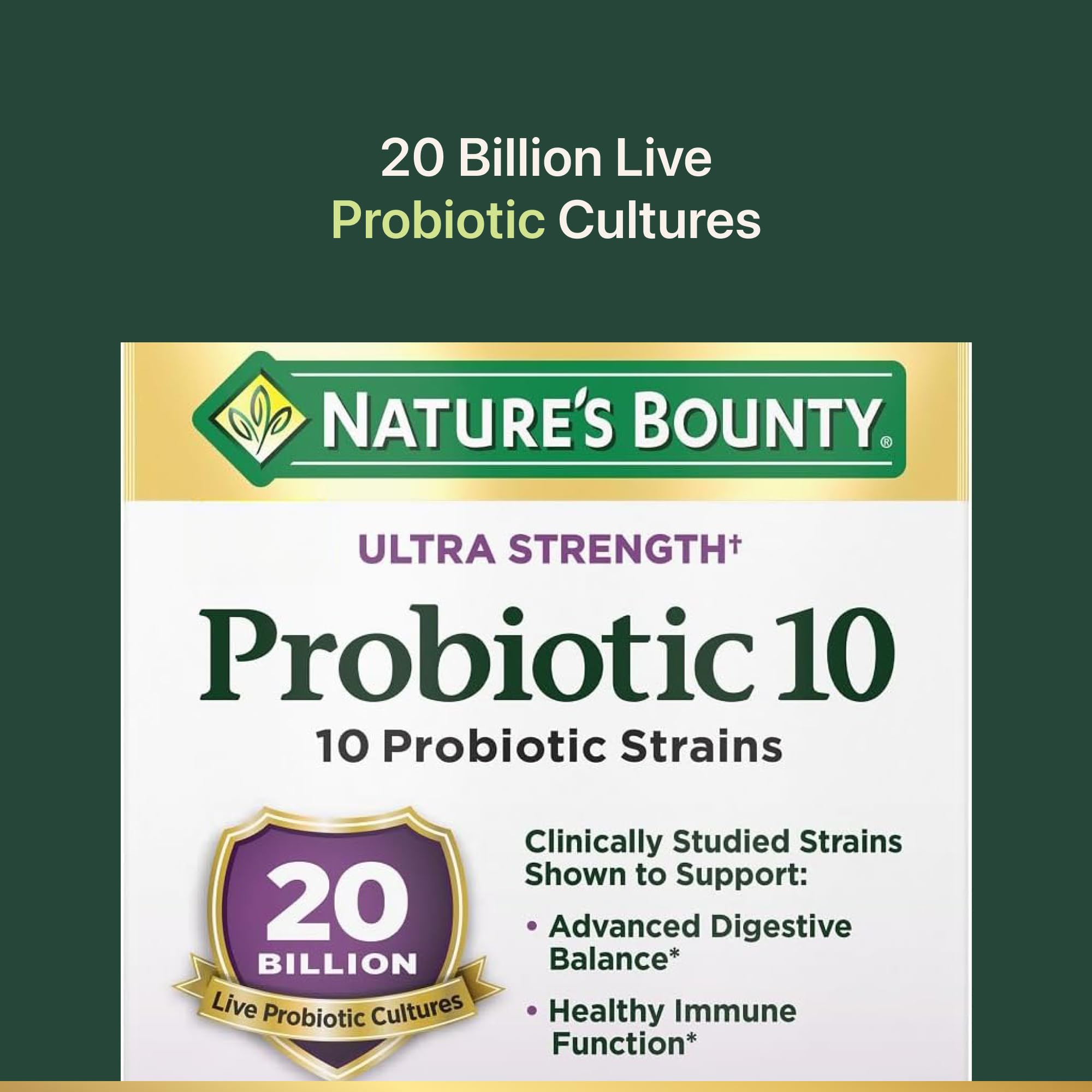Nature’s Bounty Probiotic 10, Ultra Strength Daily Probiotic Supplement, Support for Digestive, Immune and Upper Respiratory Health, 1 Pack, 30 Capsules