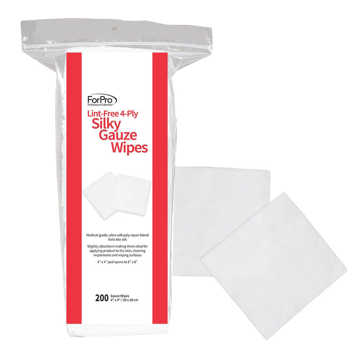 ForPro Lint-Free 4-Ply Silky Gauze Wipes, 100% Lint-Free, Ultra-Soft, for Product Application and Medical Care, 4ââ‚¬Â x 4ââ‚¬Â, 200-Count