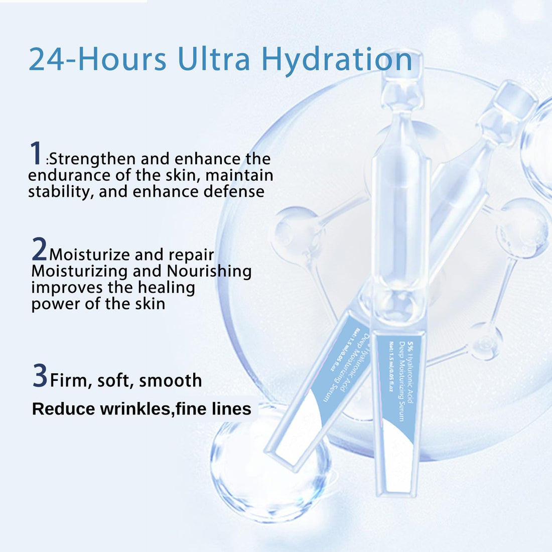5% Hyaluronic Acid Serum Ultra-Hydrating Vials - Hyaluronic Acid Serum for Face - Face Ser um for Women Anti Aging - Single-Use Hyaluronic Ac id Tubes - Firm,Soothe,Nourish Ultra Hydrating (30pcs)
