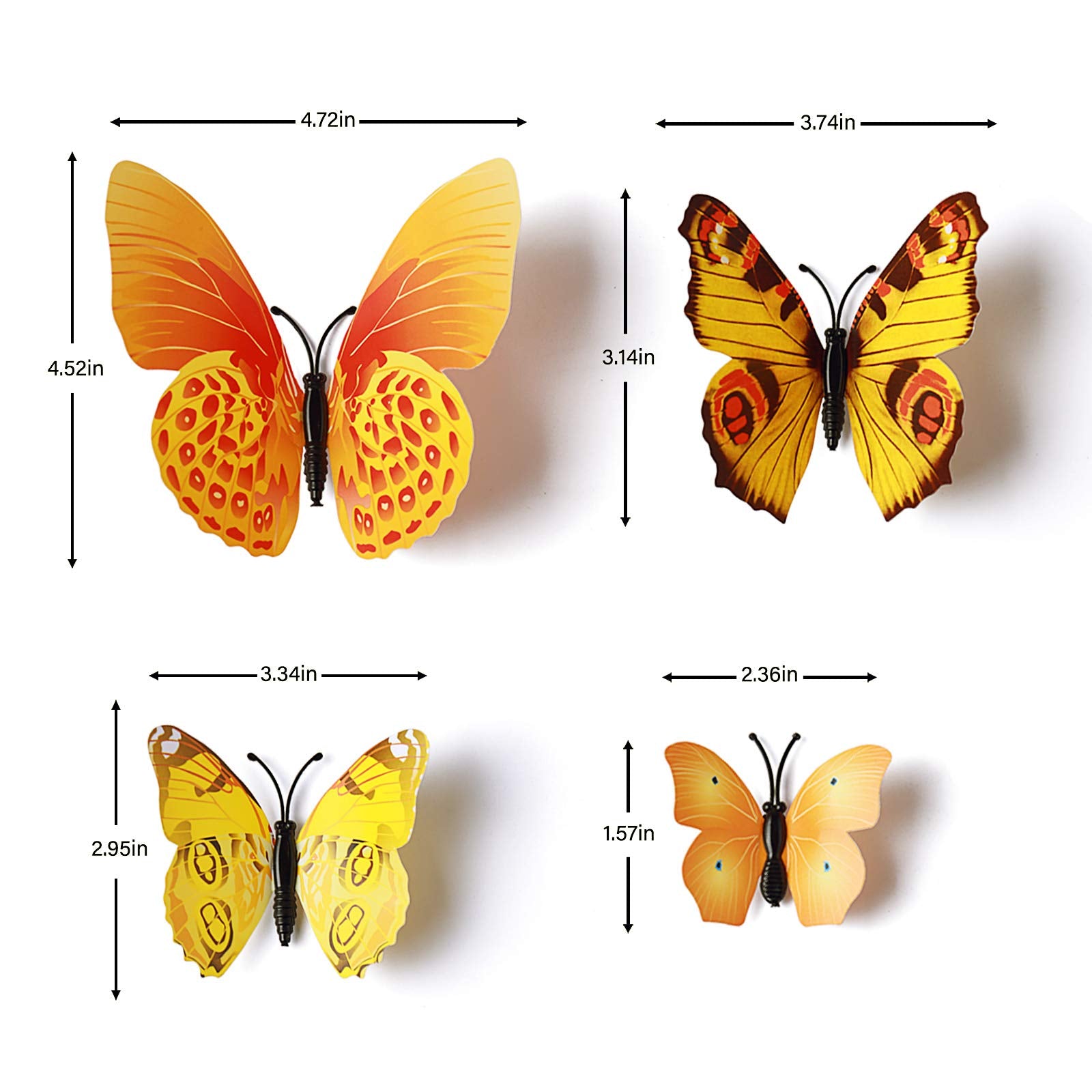 24pcs 3D Vivid Special Man-Made Lively Butterfly Art DIY Decor Wall Stickers Decals Nursery Decoration, Bathroom Décor, Office Décor, 3D Wall Art, 3D Crafts for Wall Art Kids Room Bedroom