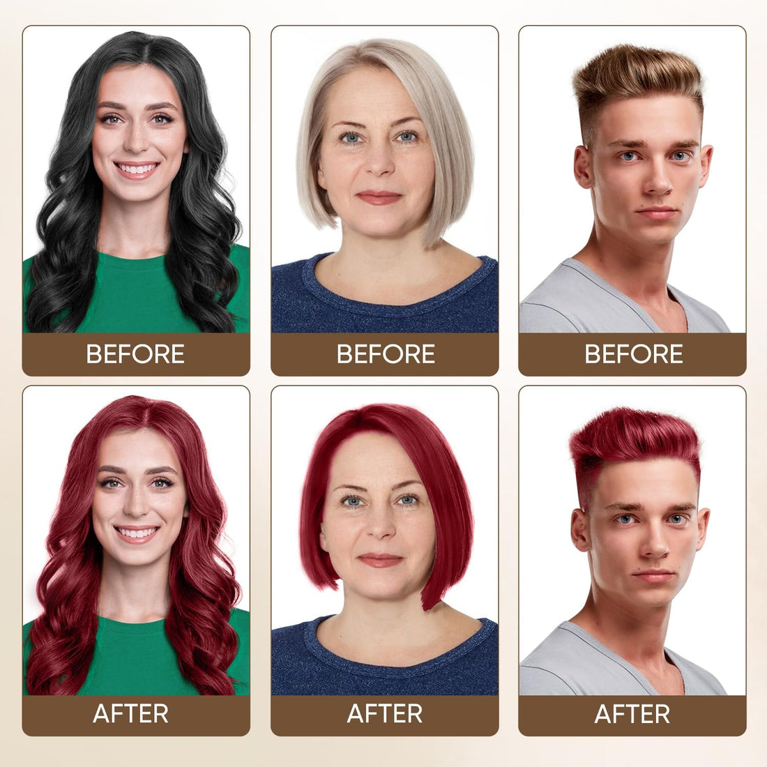 Farndu Red Burgundy Hair Dye Shampoo 3-in-1 for Women Men Gray Hair Coverage, Natural Herbal Ingredients 14.1Oz