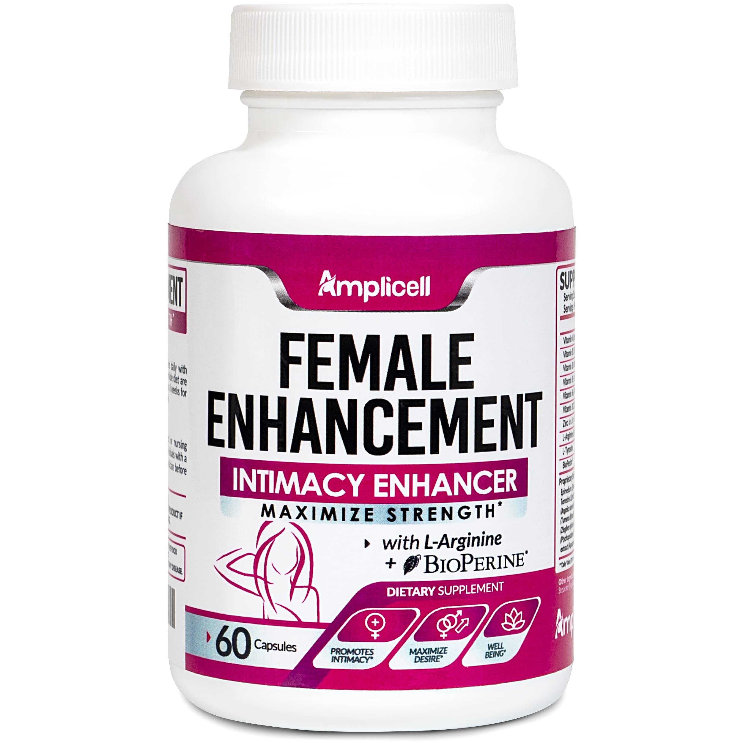 AMPLICELL Female Enhancement - Libido Booster, Hormone Balance for Women - Intimacy & Mood Support - Energy Pills with Epimedium, Dong Quai, Ginseng, Maca Root Powder & Multi-Vitamins A, B12-60 Ct