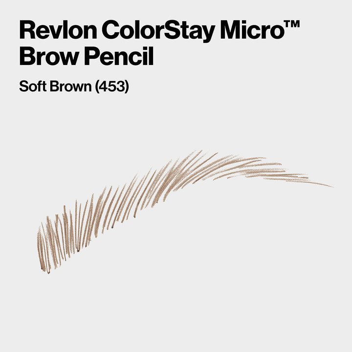 Revlon ColorStay Micro Eyebrow Pencil with Built In Spoolie Brush, Infused with Argan and Marula Oil, Waterproof, Smudgeproof, 453 Soft Brown, 0.003 oz