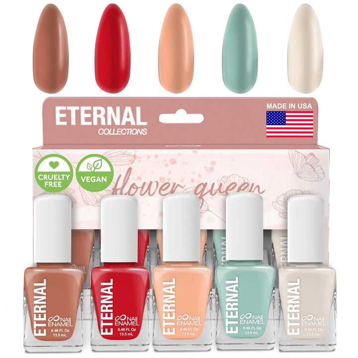 Flower Queen: Eternal 5 Collection â€“ 5 Pieces Set: Long Lasting, Quick Dry, Bright, Nude Or Sheer Nail Polish â€“ 0.46 Fl. Oz (Flower Queen)