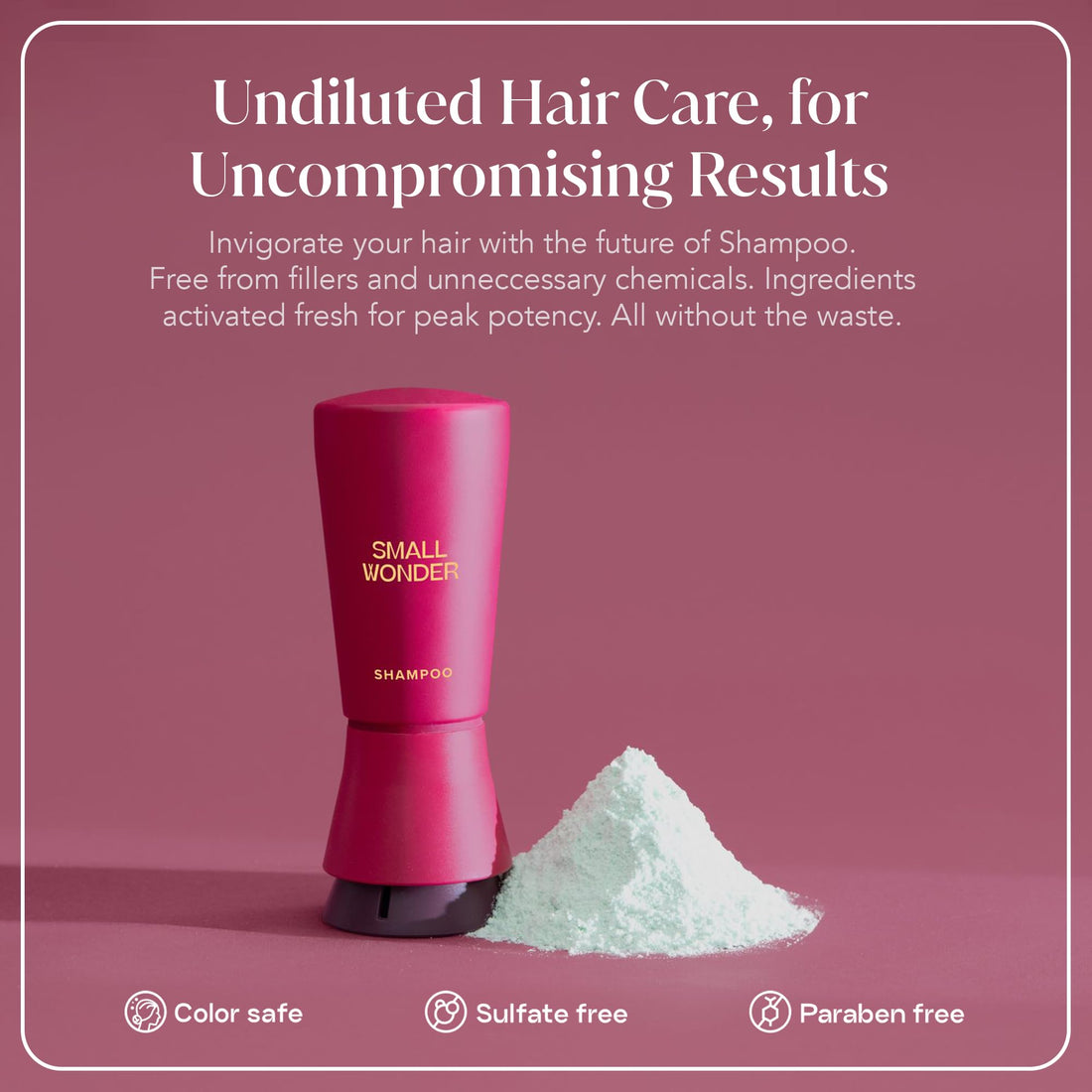 SMALL WONDER Signature Shampoo – 2.5 oz (50-80 Washes) – Sulfate-Free, Paraben-Free, Color-Safe – First-of-a-Kind Powder-to-Creamy-Lather Formula – For Shinier, Smoother Hair