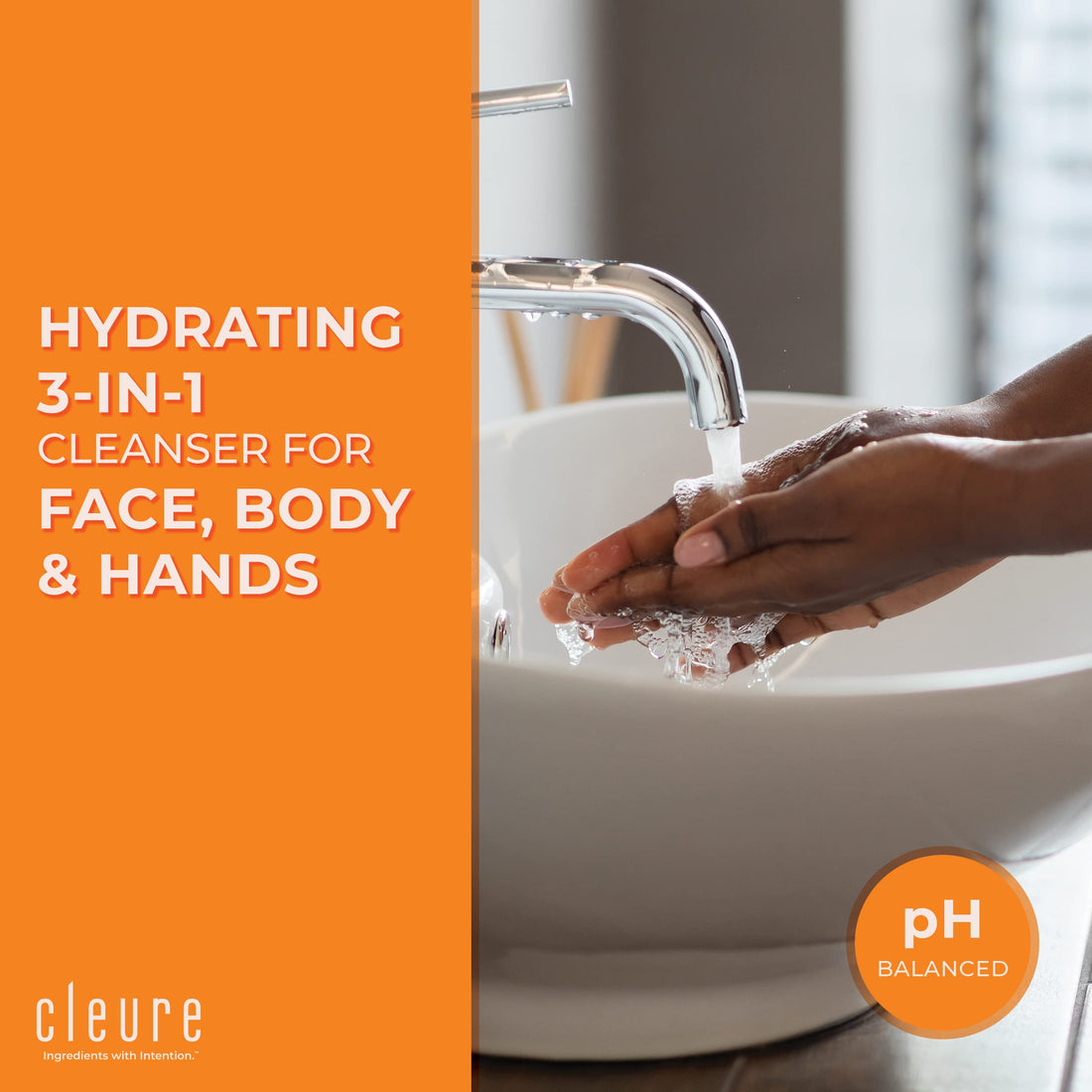 Cleure Gentle Hypoallergenic Face & Body Wash - Great for Normal/Oily Sensitive Skin, Clean, Restore & Hydrate - Paraben, Fragrance Free