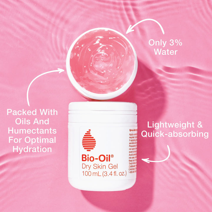 Bio-Oil Dry Skin Gel, Face and Body Moisturizer, Fast Absorbing Hydration, with Soothing Emollients and Vitamin B3, Non-Comedogenic, 1.7 Oz