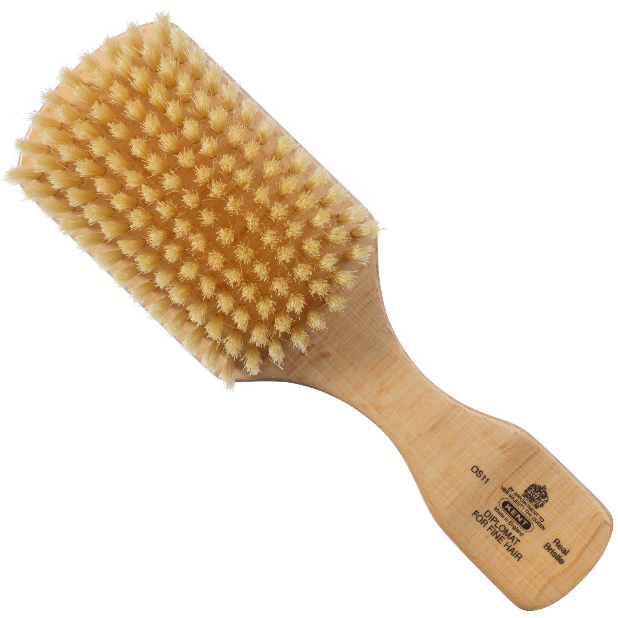 Kent OS11 Rectangular Satinwood White Pure Bristle Club Brush